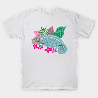 Chameleon with Tropical Leaves T-Shirt